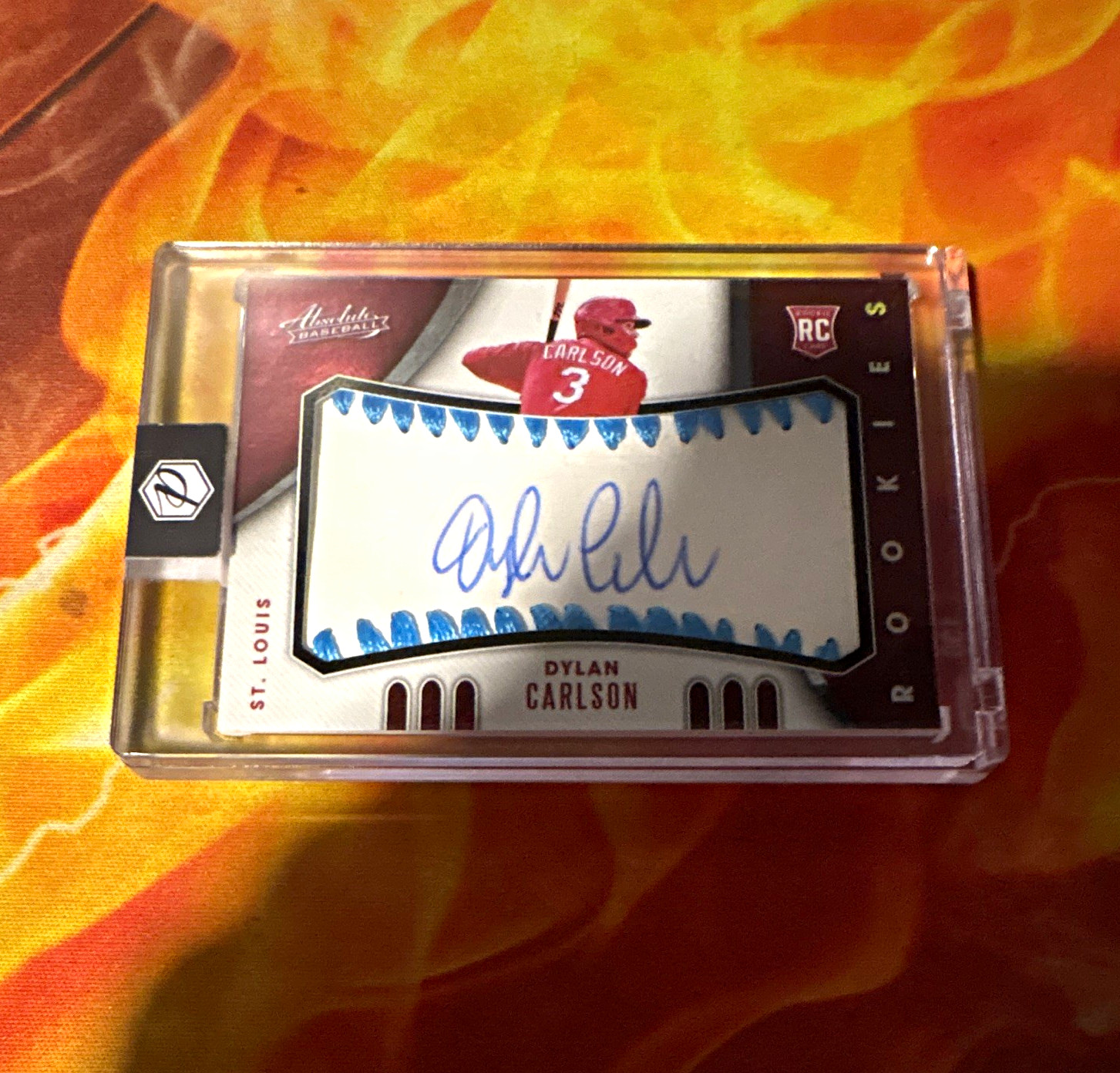 Panini 2021 Absolute Dylan Carlson RC Auto Mem Light Blue /30 #126 Cardinals