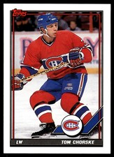 1991-92 Topps #287 Tom Chorske Montreal Canadiens Hockey Card
