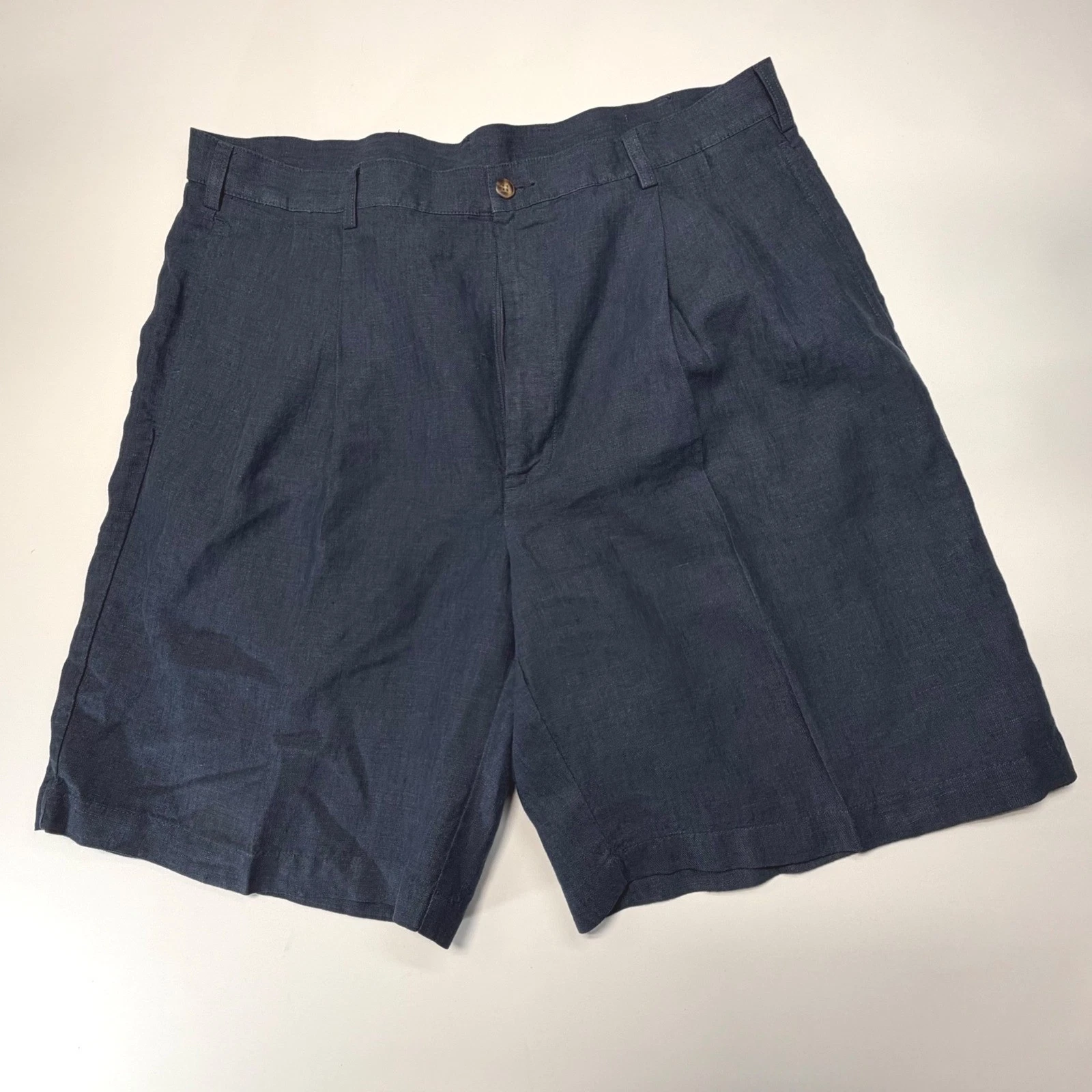 Jos A Bank Linen Shorts Mens 40 Blue Tailored Summer Resort Casual