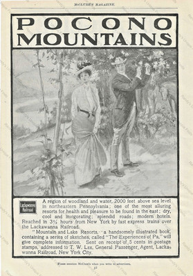 1902 Pocono Mountains Print Ad Lackawanna Railroad Travel Advertisement
