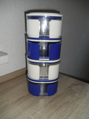 4 Stück Tupperware Skyline 700 ml Weiß/Blau