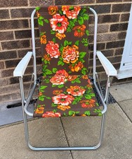 Vintage 1970s Folding Flower Power Garden Chair Festival Camping Mid Century UK