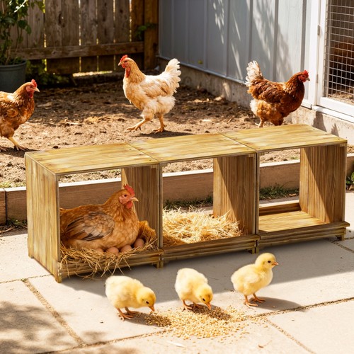 Holz Hühnernistkasten Haus Henne Hacke Legekästen Ente Geflügel Ei 3 Löcher - Bild 5 von 17