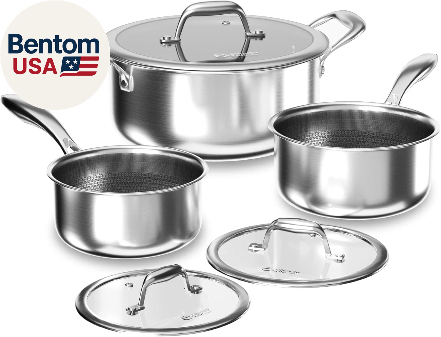 Stainless Steel 6 Pcs Pots Set, 1.5 & 2QT Saucepan and 5-Quart Pots with Lids, N
Opens in a new wind