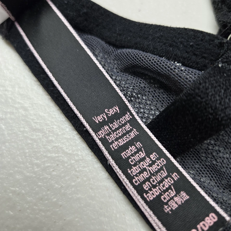 Sujetador Victoria's Secret Mujer 36C Negro Floral Muy Sexy Elevador Balconette Foto 4 de 4