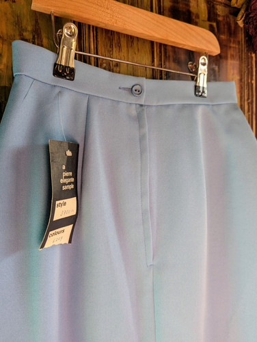 UNWORN VINTAGE RETRO 1940s 1950s PALE BLUE SAMPLE A- LINE SKIRT XS S 6 - Picture 7 of 7
