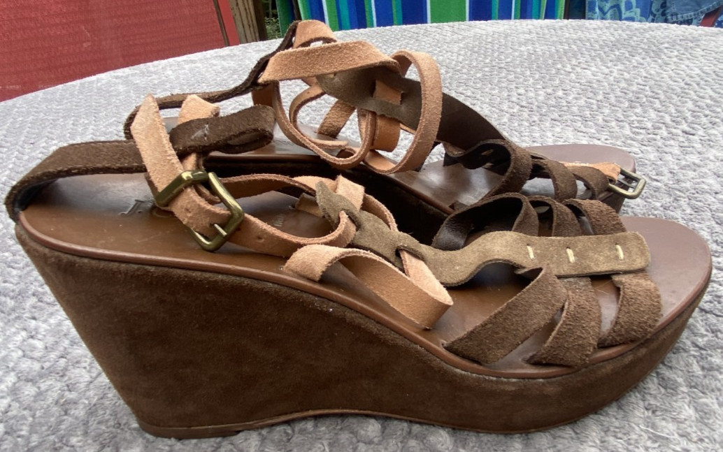 JCrew Wedge Sandals made in Italy size 9 strappy sandal