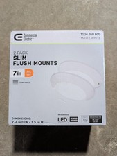 Commercial Electric 7 in. Matte White LED Slim Flush Mount Light 3000K 2-Pack 