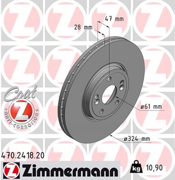 2X Zimmermann Bremsscheibe Coat Z 470.2418.20 FüR Espace VEL Satis Renault JK0 4-image