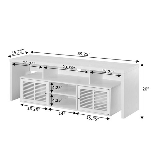 Lexington 60-inch TV Stand with Storage Cabinets and Shelves in White Wood - Picture 5 of 6