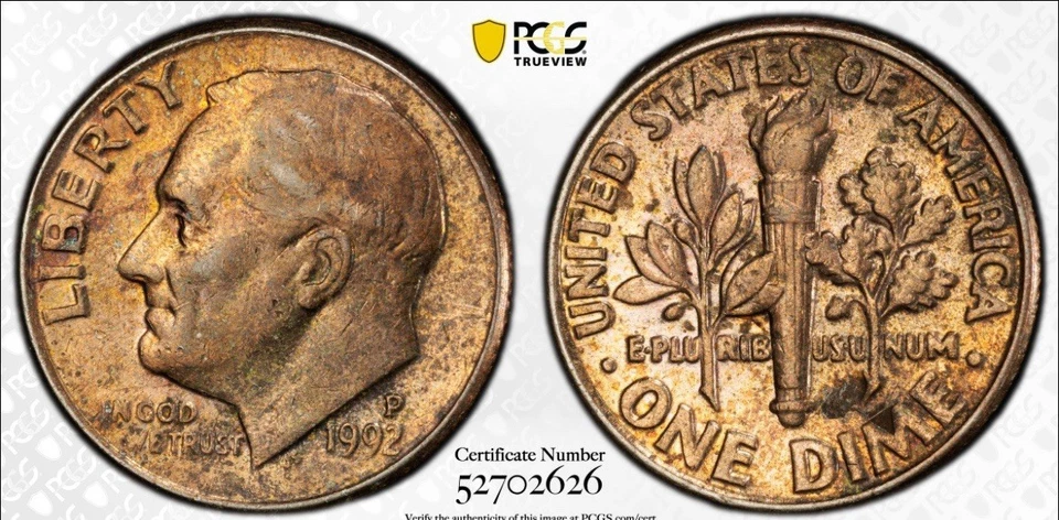 1992 PCGS Improperly Annealed Planchet Dime Mint Error Rare Copper Color! - Image 3 of 4