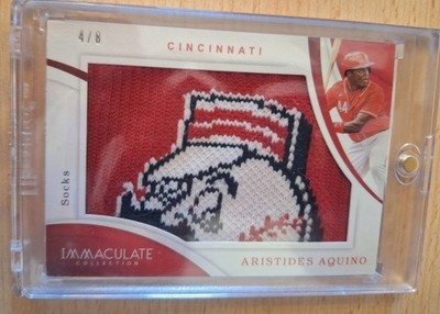Aristides Aquino /8 SOCK GAME WORN PATCH Cincinnati Reds Panini Immaculate
