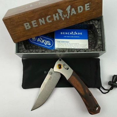 BENCHMADE 15085-2 Mini Crooked River CPM-S30V Blade Wood Folding Knife