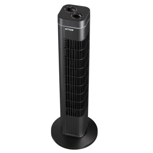 Amos Aero Flow 29" Tower Fan Oscillating 3-Speed Electric Slim Cooling Fan Black