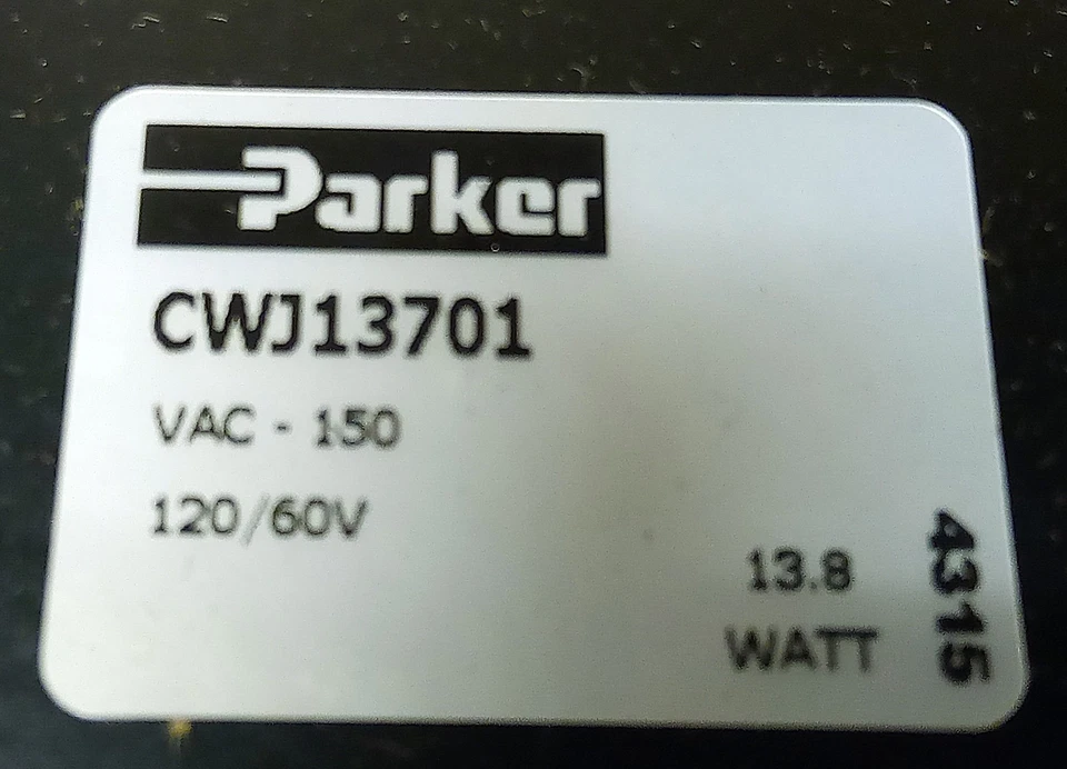 Parker CWJ13701 120 VAC 13.8 W 150 PSIG Pneumatic Solenoid Valve w/ 3/8 in Ports - Image 4 of 4