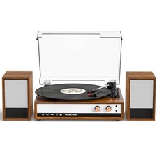 Vintage Turntable with Speakers, 3-Speed Bluetooth Vinyl Record Player with 2