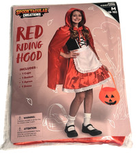 Girls Little Red Riding Hood Costume, Halloween Dress w/Cape  Basket 8-10 Yrs 