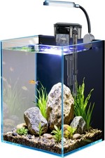 1.5 Gallon Fish Tank Starter Kits Nano Glass Aquarium W/ Filter Led Light
