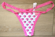 NWT Vintage Victoria's Secret PINK Cotton Extra Low Rise Lace V-String Panties L