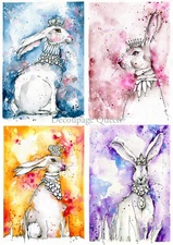Decoupage Queen - Toni Burt Hares Four Pack Rice Paper A4