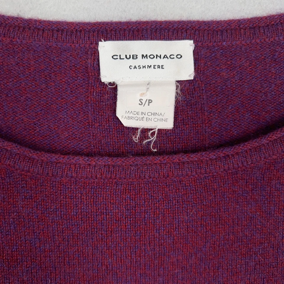 Suéter Club Monaco Mujer Pequeño Púrpura Borgoña Cachemira Mínimo Silencioso Lujo Foto 4 de 4