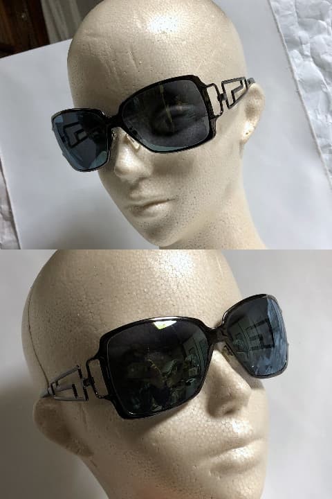 Versace Greca G Emblem Metal Sunglasses Black Blue Mirror Used thumbnail 2