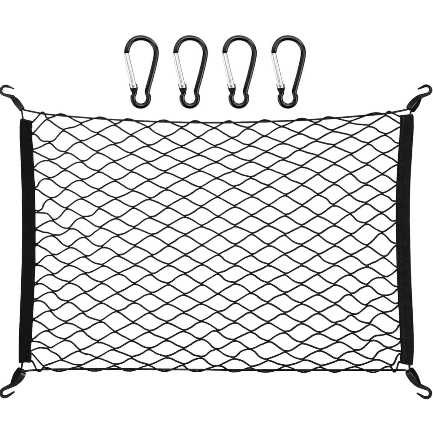 Filet chien voiture pour coffre de van aménagé élastique et noir en maille durable 80x60cm