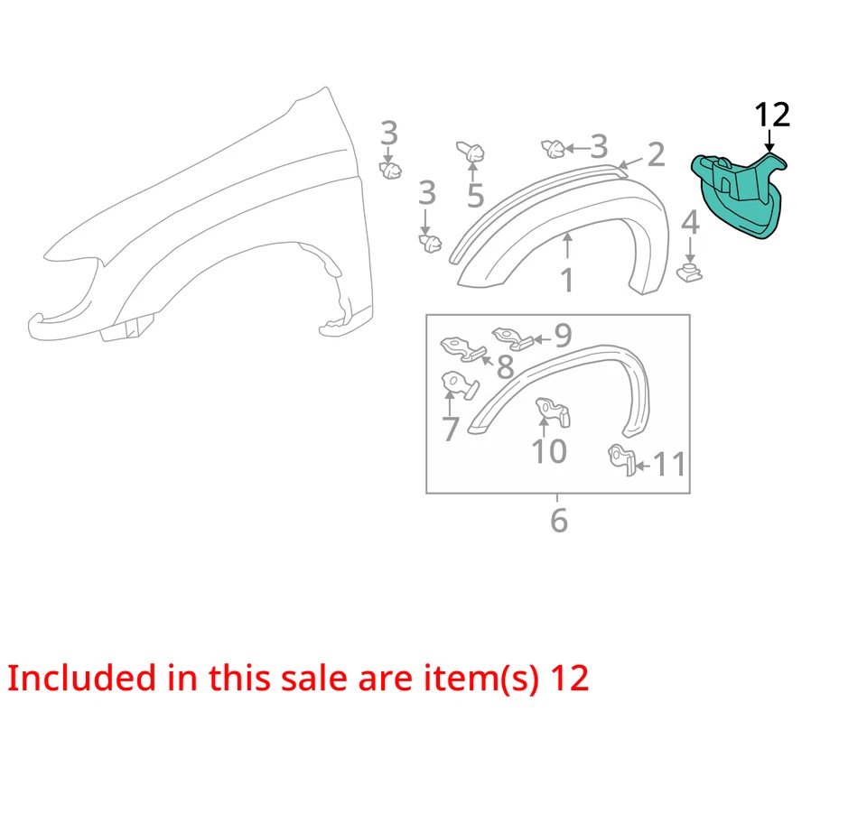 Guardabarros delantero derecho Toyota Tundra 2000-2006 cabina estándar y extendida Foto 3 de 4