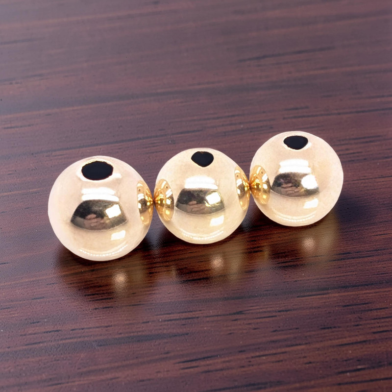 VINTAGE ESTATE 14K YELLOW GOLD ADD A BEAD 3 BEAD SET (1) 9.5mm (2) 9mm BEAD 7805