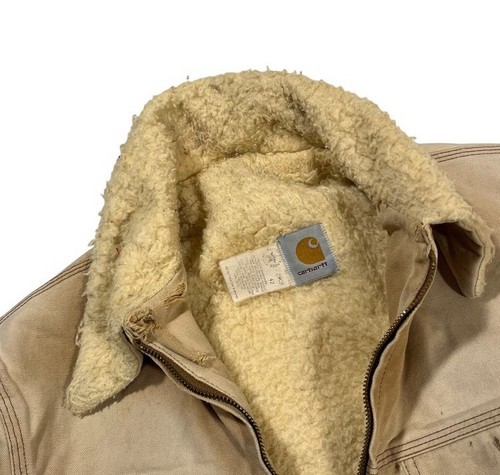 Giacca carhartt vintage anni 70 foderata sherpa western ranch fienile cappotto tela 42 grande - Foto 3 di 8