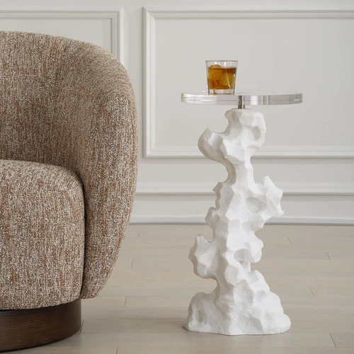 Uttermost Remnant White Stone Drink Table - Picture 1 of 3