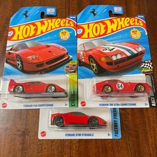 Hot Wheels Lot of 3 Ferraris SF90 Stradale, F40, 365 GTB4, New for 2025