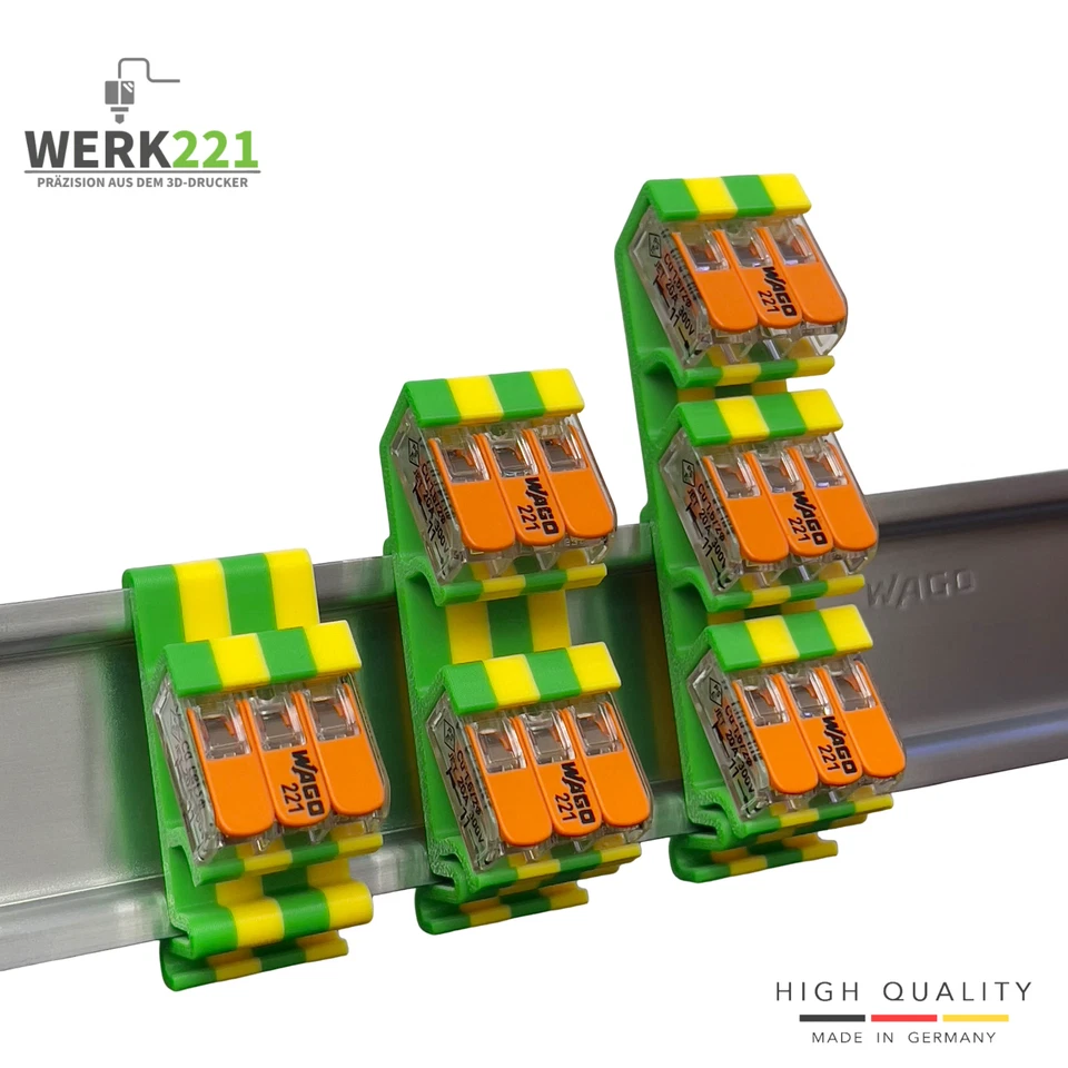 WERK221 DIN Hutschienenhalter Halterung für WAGO 221-412 221-413 221-415 221-420 Klemmen