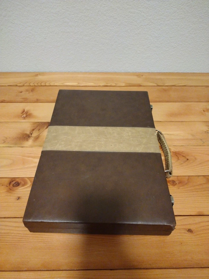 复古双陆棋旅行套装棕色皮革 20 x 15 英寸 — 第 2/4 张图片