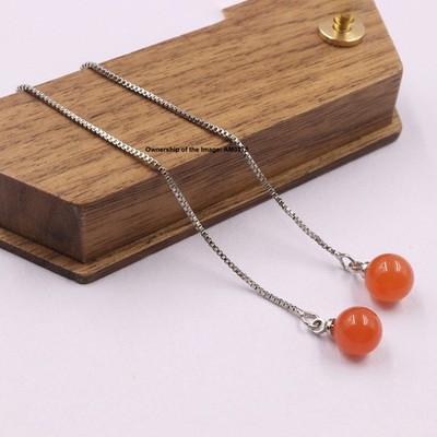 Echt 925 Sterling Silber natürlicher roter Achat Ohrhänger 90 mm H für Sie