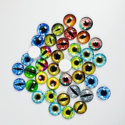 18mm 80Pcs Mixed Dragon Glass Eye Cabochon Eyeball for Craft DIY Art Supplies