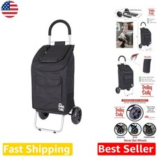 Lightweight Foldable Grocery Cart Trolley Dolly - Black, 110lb Max, All-Terrain
