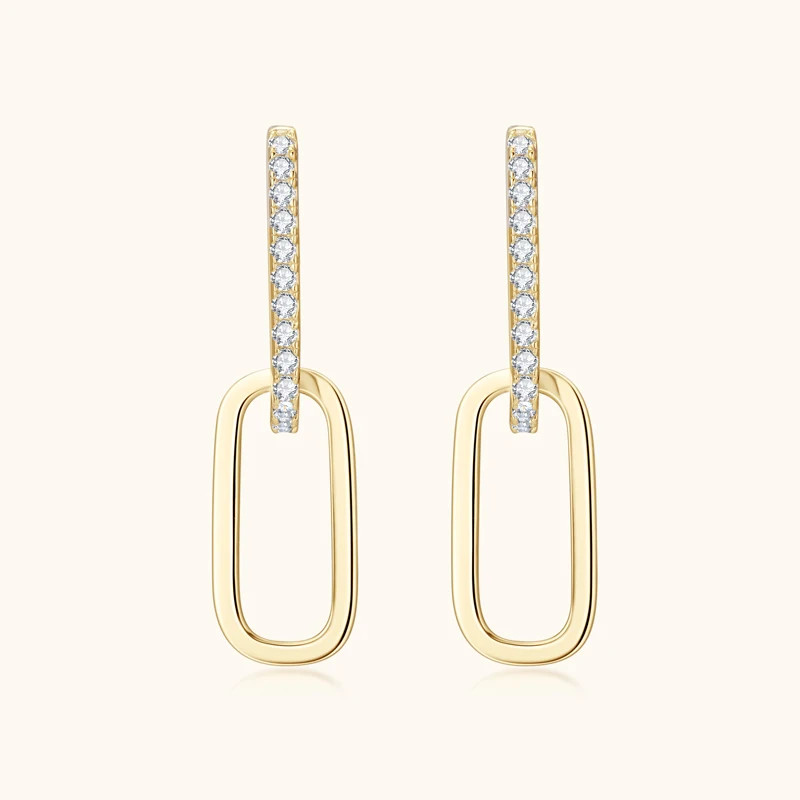 Link Hoop Earrings Silver Paperclip Style Simulated Zirconia Womens Jewelry