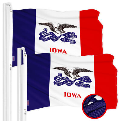 G128 2 Pack: Iowa Deluxe State Flag 3x5 Ft Embroidered 300D Polyester