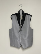 New Mens Large Calvin Klein Gray/Black Formal Suit Vest with Bow