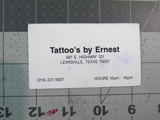 vtg Tattoo business card - Tattoos By Ernest Lewisville TX