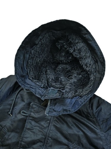 *HOT VTG Men's ALPHA INDUSTRIES @ N-3B PARKA EXTREME COLD HOOD NAVY BLUE Coat M - Picture 4 of 16