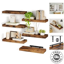 Modern Floating Shelves, Set of 6 - Sturdy Wall Storage for Organized Living