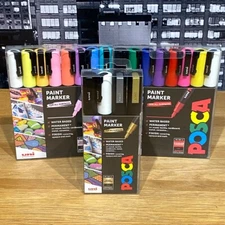 Uni Posca Paint Markers Pen Permanent Standard Pastel Mono Colours (Set of 3)