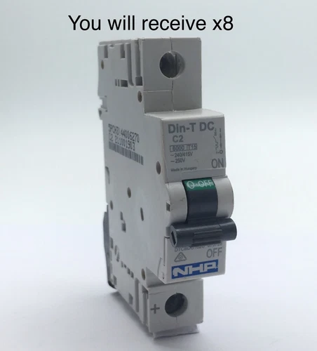 NHP DTCBDC102C Din-T DC C2 Miniature Circuit Breaker 2A 1P 6kA  x8