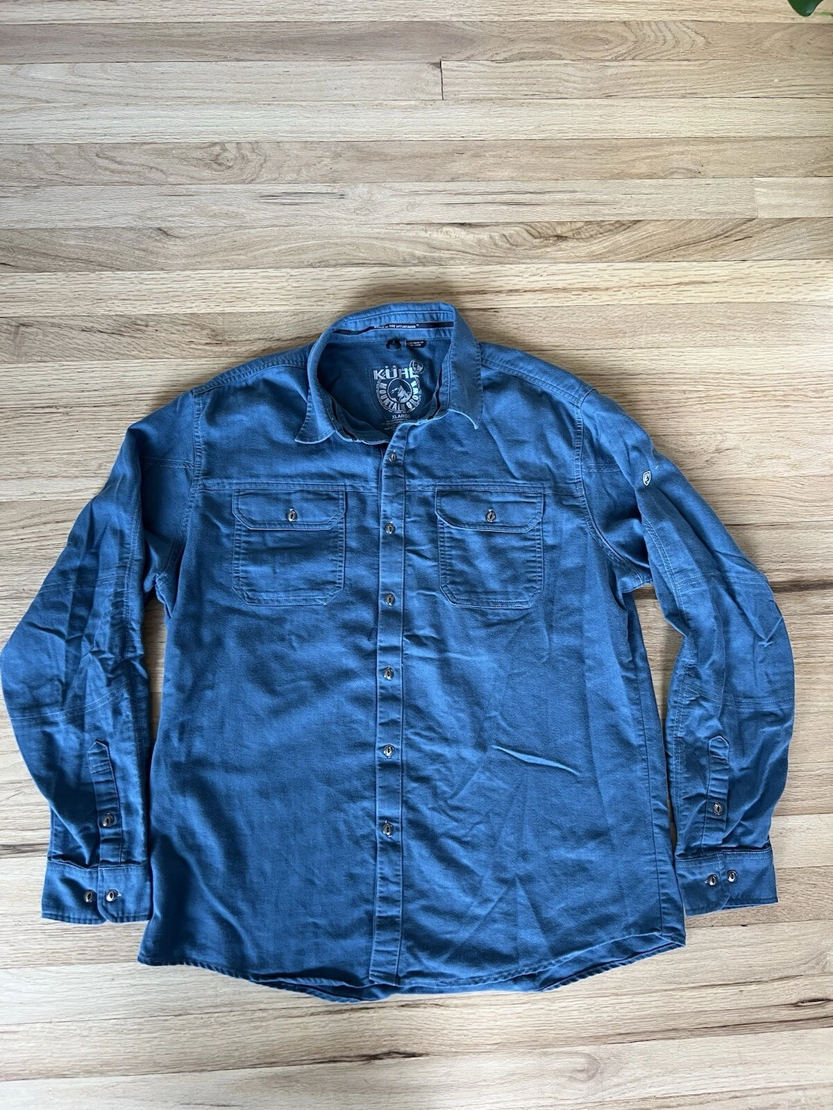 Kühl Mens Outdoor Long Sleeve Button-Up Shirt X-Large Cotton Blend Blue