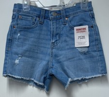 Signature By Levi Strauss  Co. Girls High-Rise 3  Shorts - Sz: 8 22in Waist 