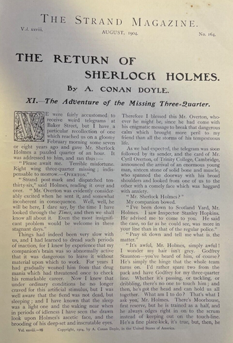 1904 Arthur Conan Doyle Sherlock Holmes Adventure of the Missing Three ...