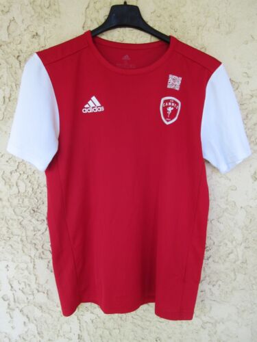 Maillot porté A.S CANNES ADIDAS training football shirt maglia rouge S - Afbeelding 1 van 8