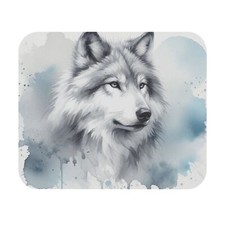 Mouse Pad Rectangle Gray and White Wolf in Watercolor Style Design 2